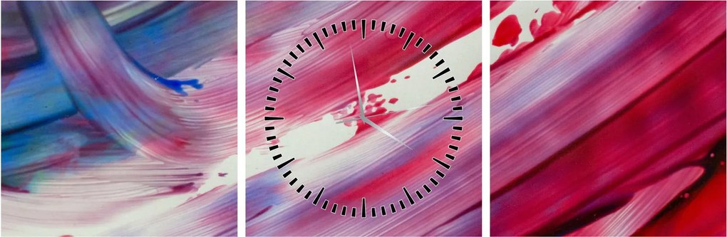 Obraz - różowo - niebieskie kolory (z zegarem) (90x30 cm)