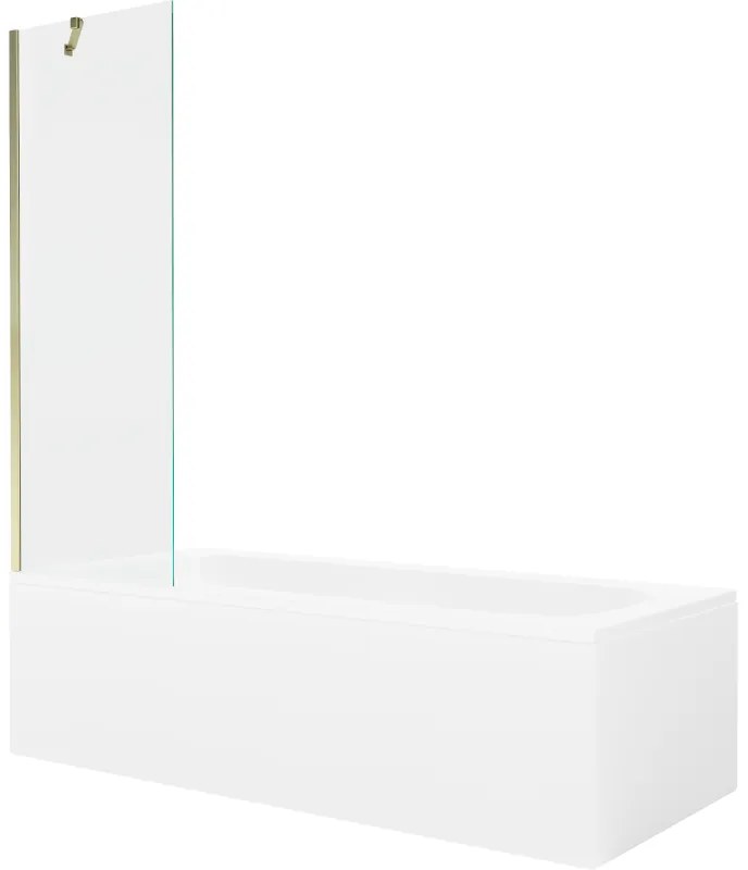 Mexen Vega wanna prostokątna 180 x 80 cm z obudową i parawanem 1-skrzydłowym 60 cm, transparent, złoty - 550118080X9506000050