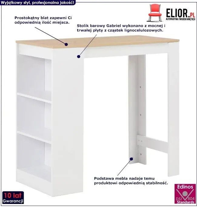Stolik barowy z półkami P1-W82