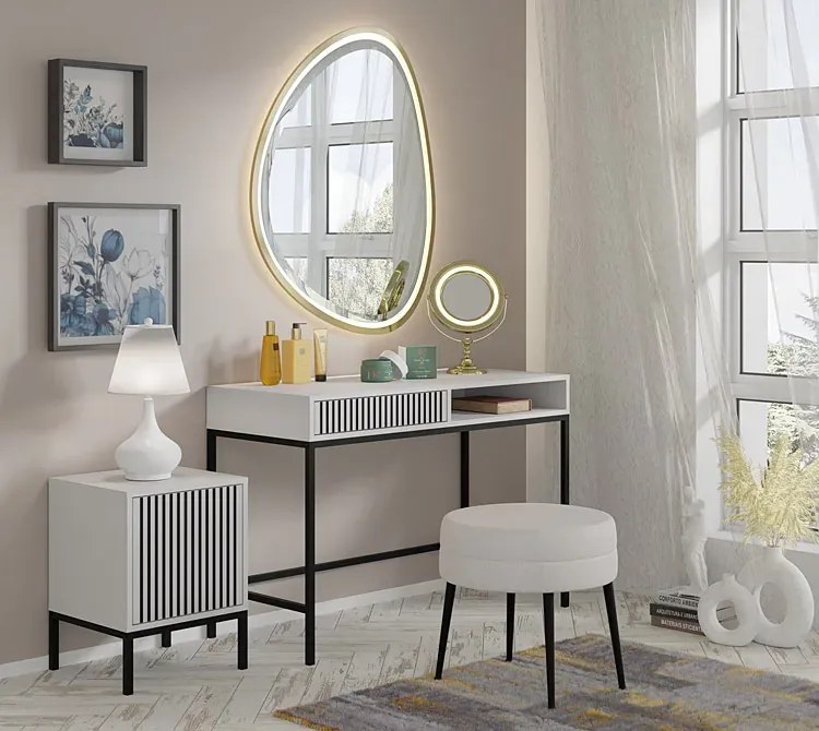 Białe biurko lamelowe toaletka glamour R9-B86