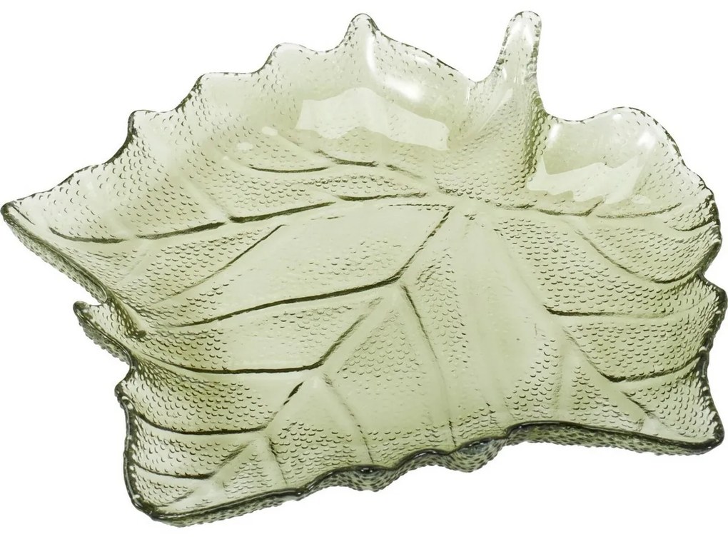 Taca szklana Liść 26,3 × 25,5 × 4 cm, zielony
