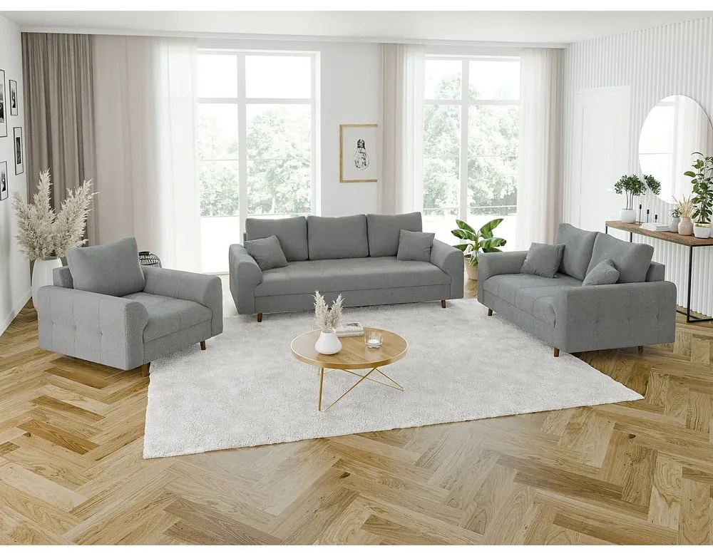 Szara sofa z materiału bouclé 150 cm Ariella – Ropez