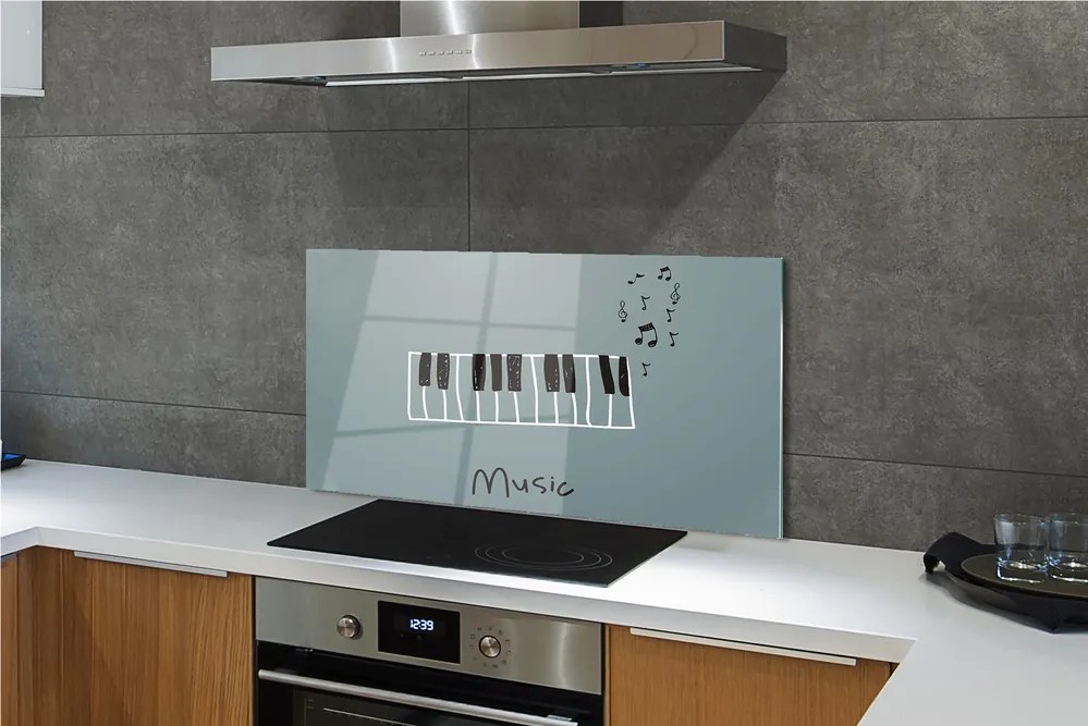 Panel szklany do Kuchni Nuty na Klawiszach Pianina