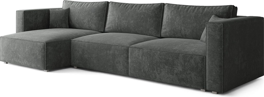 Masseno Narożnik TOLMO z funkcją spania i pojemnikiem na pościel Narozniki L, Rozkładana sofa - Szary, LUMO 75