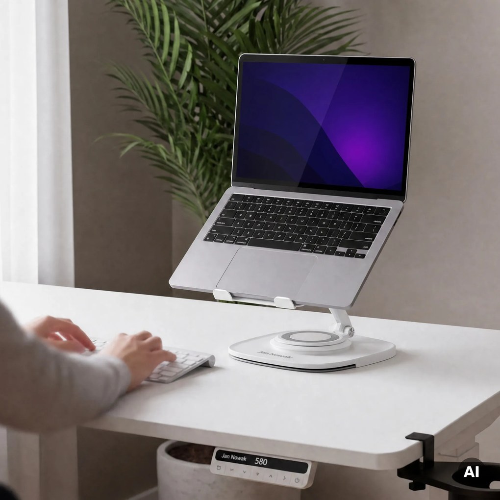 Podstawka stojak pod laptopa regulowana biała, 265x200x74-225 mm