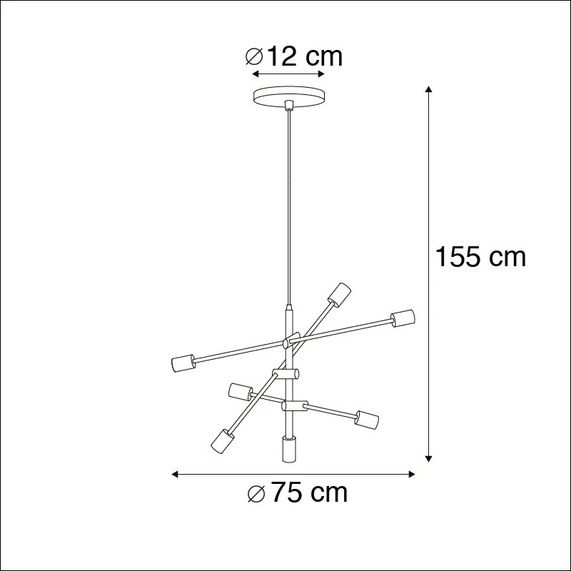 Inteligentna lampa wisząca w stylu industrialnym czarna w komplecie z 6 żarówkami WiFi ST64 - SydneyPrzemysłowy Oswietlenie wewnetrzne