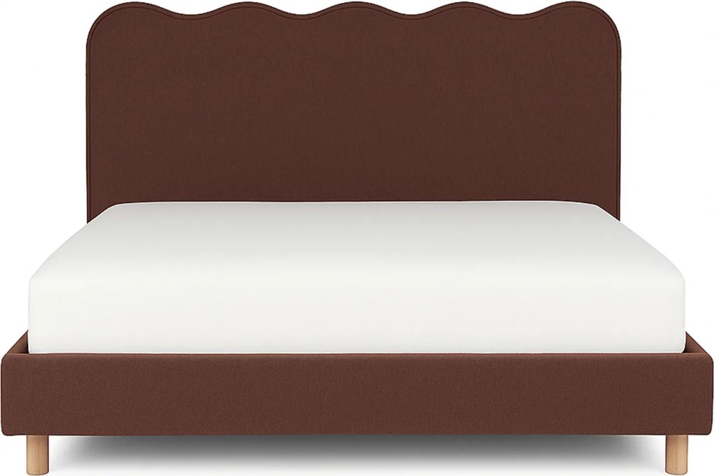 Łóżko Tapicerowane 160x200 cm IZMIR ze Stelażem Dwuosobowe Rude