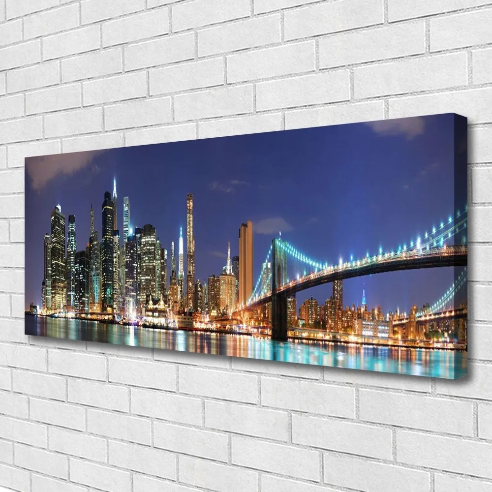 Obraz canvas na ścianę Wieczorne Światła nad Mostem