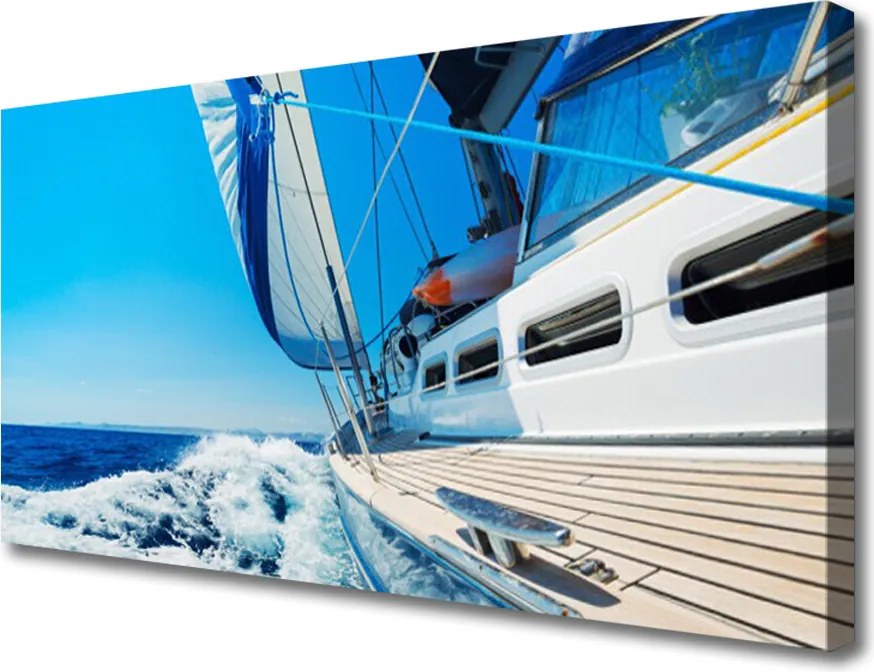 Obraz canvas Samotna Łódź na Falach