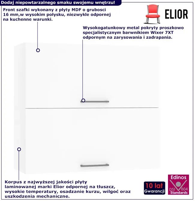 Biała górna szafka wisząca podwójna - Lucio 33X 80 cm połysk