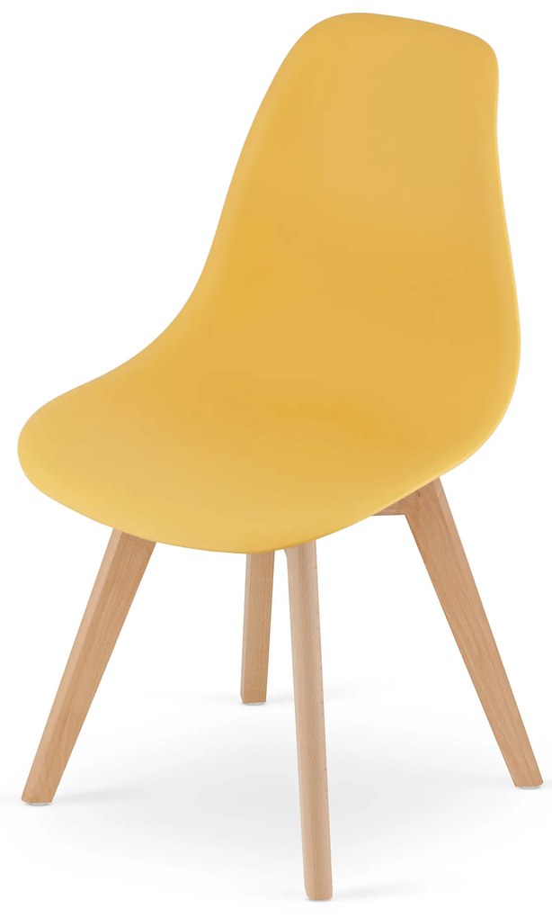 Musztardowe krzeslo KITO z bukowymi nogami