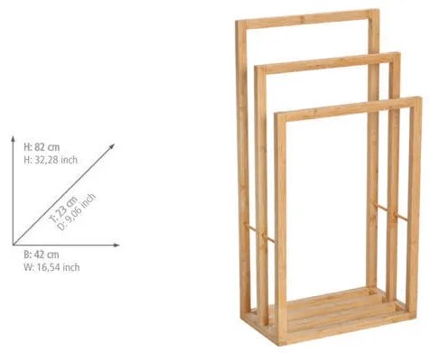 Stojak na ręczniki z trzema ramionami, Bambusa, WENKO