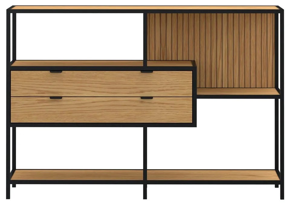 Czarny regał w dekorze dębu 114x78x35 cm Seaford – Actona