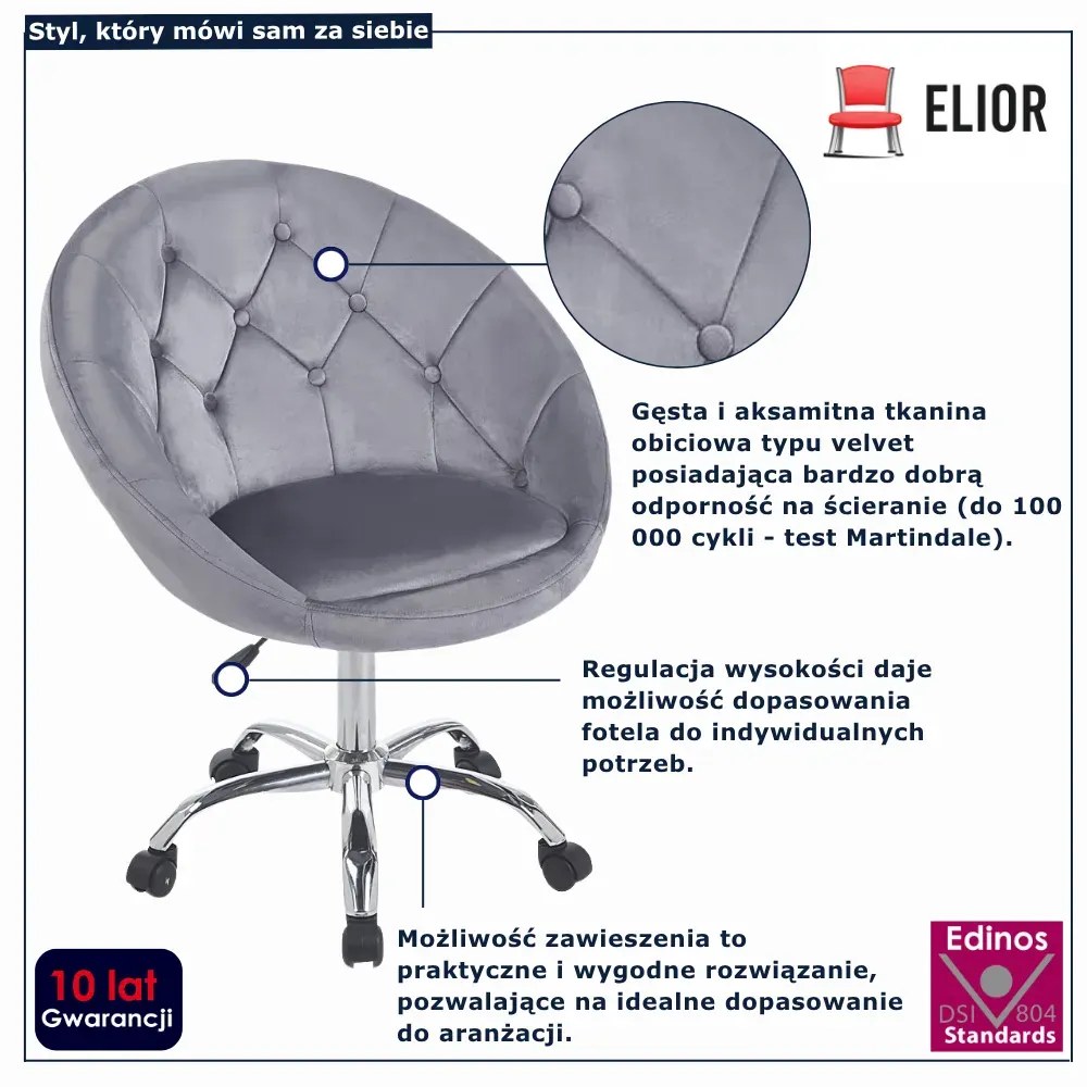 Szary fotel obrotowy welurowy  C7-Z91