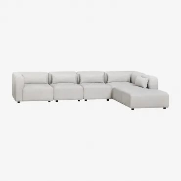 Sofa Modułowy 5-częściowy Z Prawym Szezlongiem Fogler Tkaniny Jasnoszary - Sklum
