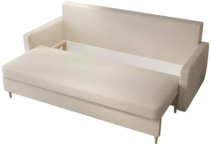 Kremowa tapicerowana welurem sofa rozkładana - Ahmo