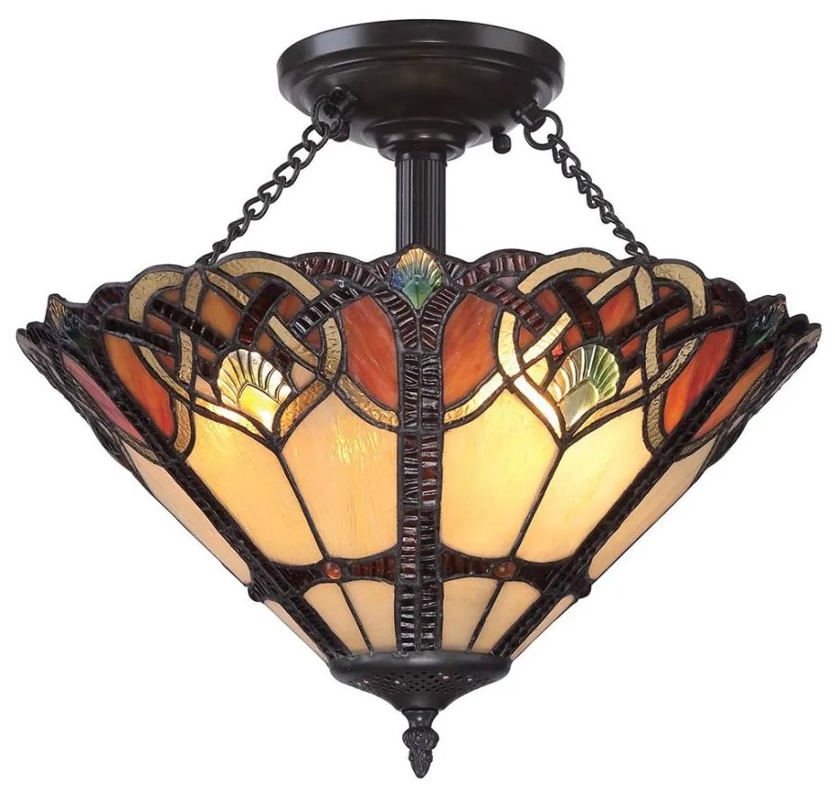 Quoizel QZ-CAMBRIDGE-SF - Lampa sufitowa Tiffany CAMBRIDGE 2xE27/100W/230V