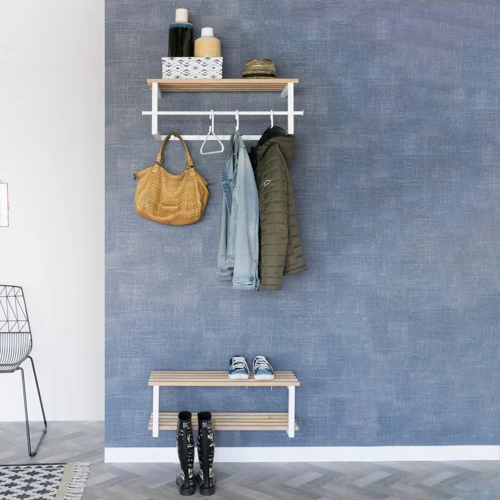 Biały/w naturalnym kolorze metalowy wieszak ścienny z półką 76 cm Marco – Spinder Design