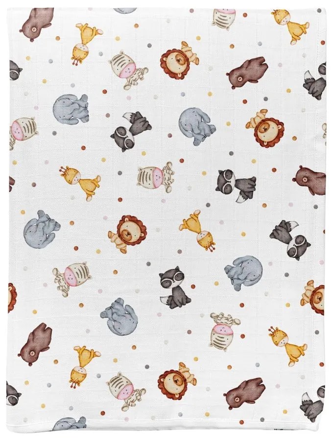 Biały koc dziecięcy muślinowy 75x100 cm Zoo – Mijolnir