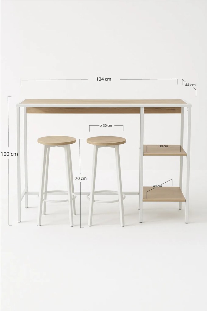 Set Bar Mesa Alta + 2 Taburetes Loku