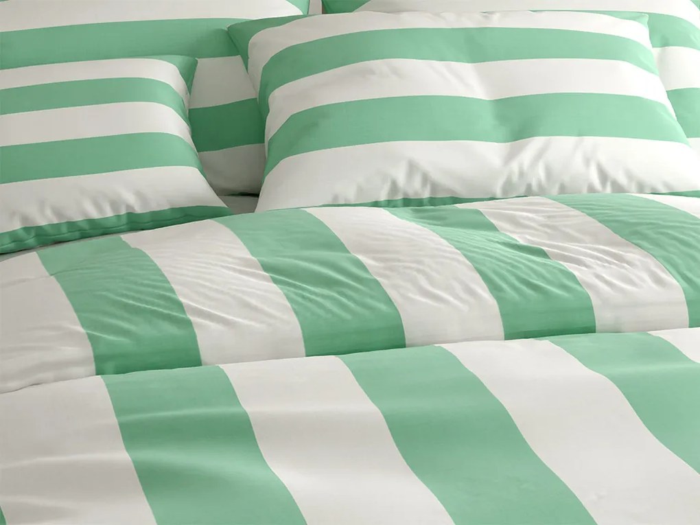 PrzytulneMieszkanie.pl PrzytulneMieszkanie.pl Pościel bawełniana STRIPES biało-zielona Rozmiar pościeli: 70 x 90 cm | 140 x 200 cm