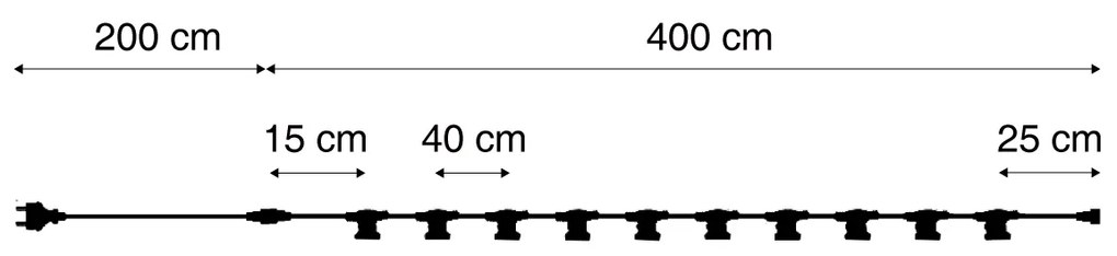 Zewnetrzna Łączone czarne oświetlenie girlandowe z wtyczką 6m z 10 żarówkami E27 IP44 - Lubber Nowoczesny Oswietlenie zewnetrzne