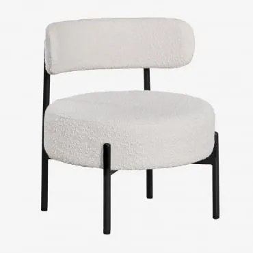 Fotel Tapicerowany Anisa Czarny & Bouclé White - Sklum