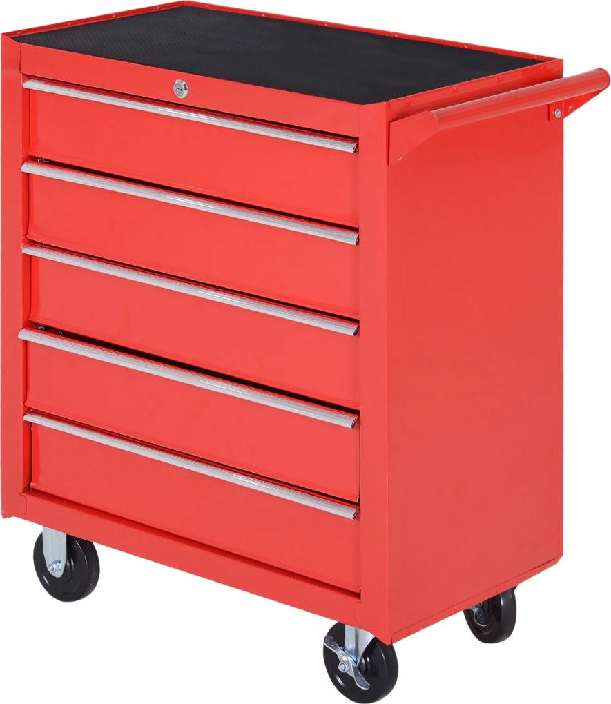 DURHAND Szafka na kółkach, Szafka narzędziowa do garażu, schowka, Stal, 69Dł x 33Szer x 75Wys cm, Czerwony