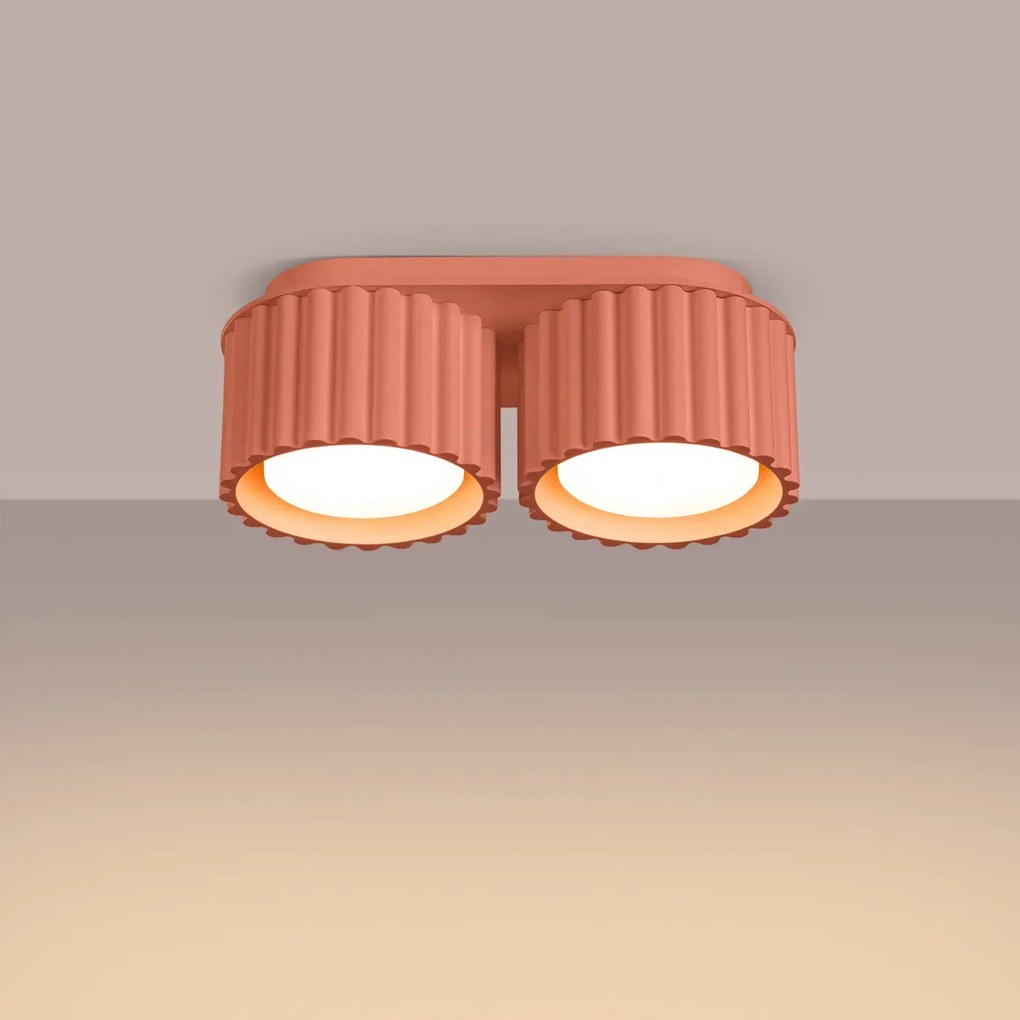 Plafon dwupunktowy AURA 2 brzoskwiniowy GX53 ryflowany SOLLUX  LIGHTING