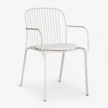 Krzesło Ogrodowe Z Podłokietnikami Ze Stali Anerina Gardenia Biel & Szarość Lodu - Sklum