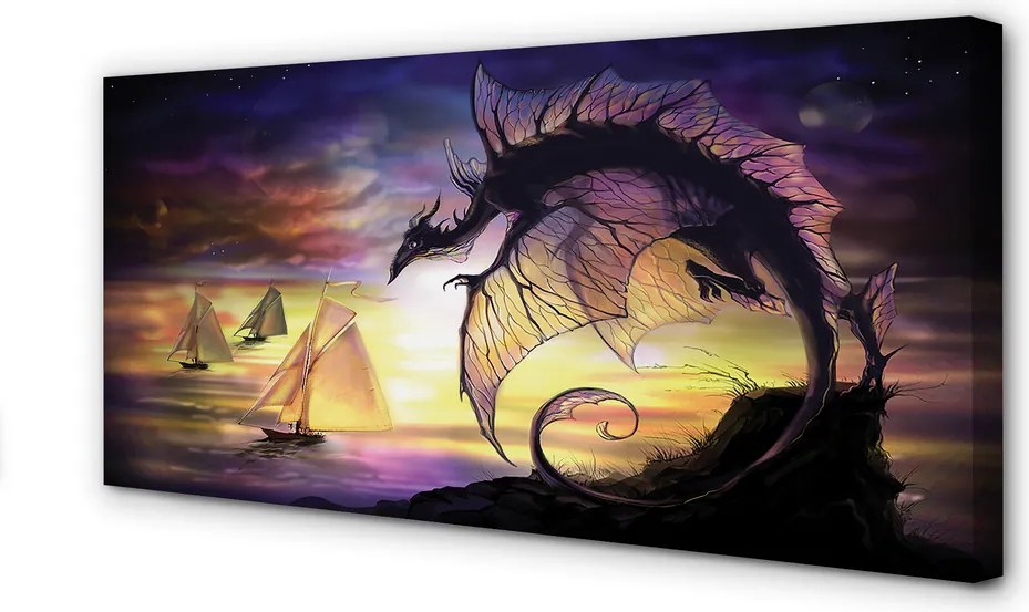 Zdjęcie na płótnie Smok, Morze i Statki