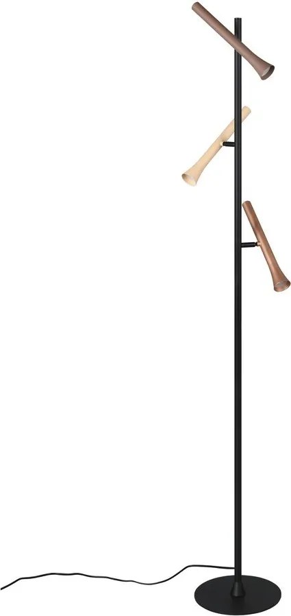 Czarna lampa stojąca LED z metalowym kloszem (wysokość 150 cm) Fiato – Trio