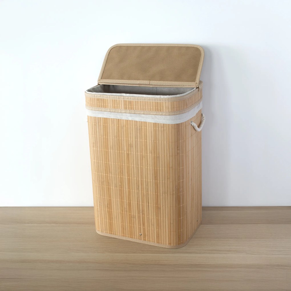 Bambusowy kosz na pranie z pokrywą LUVA, 80 l