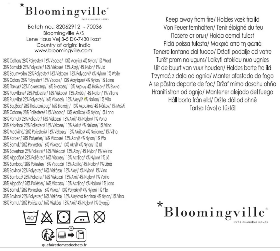 Brązowy koc z bawełny z recyklingu 130x160 cm Eydis – Bloomingville