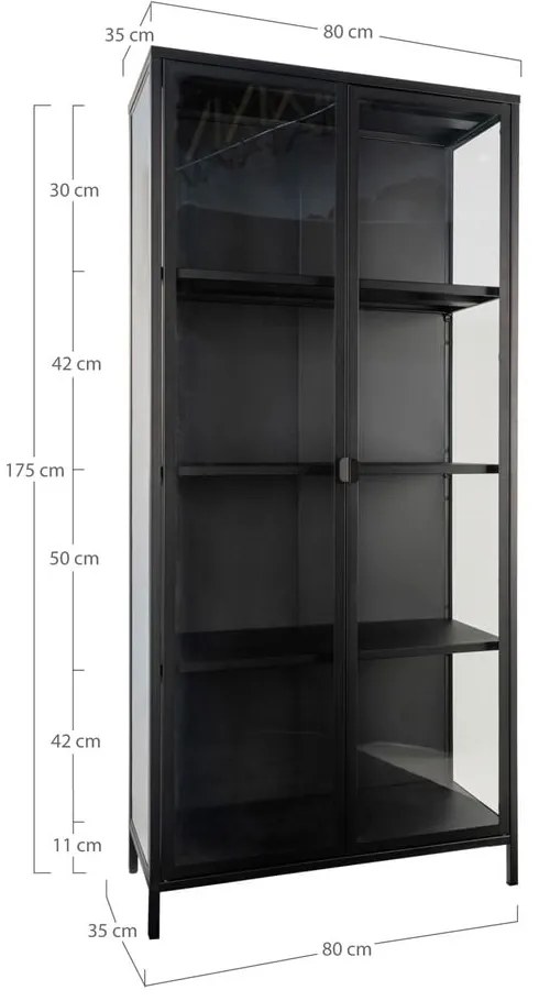 Czarna metalowa witryna 80x175 cm Brisbane – House Nordic