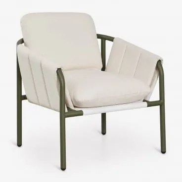 Fotel Ogrodowy Tapicerowany I Stalowy Zunika Intensywny Verde Olive - Sklum