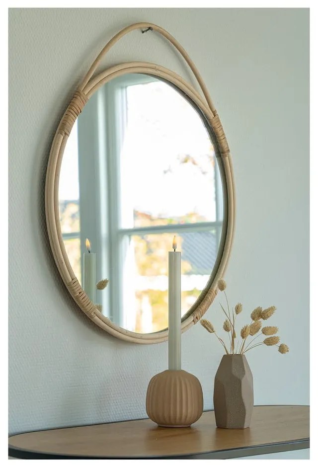 Lustro ścienne z rattanową ramą ø 50 cm Malo – House Nordic