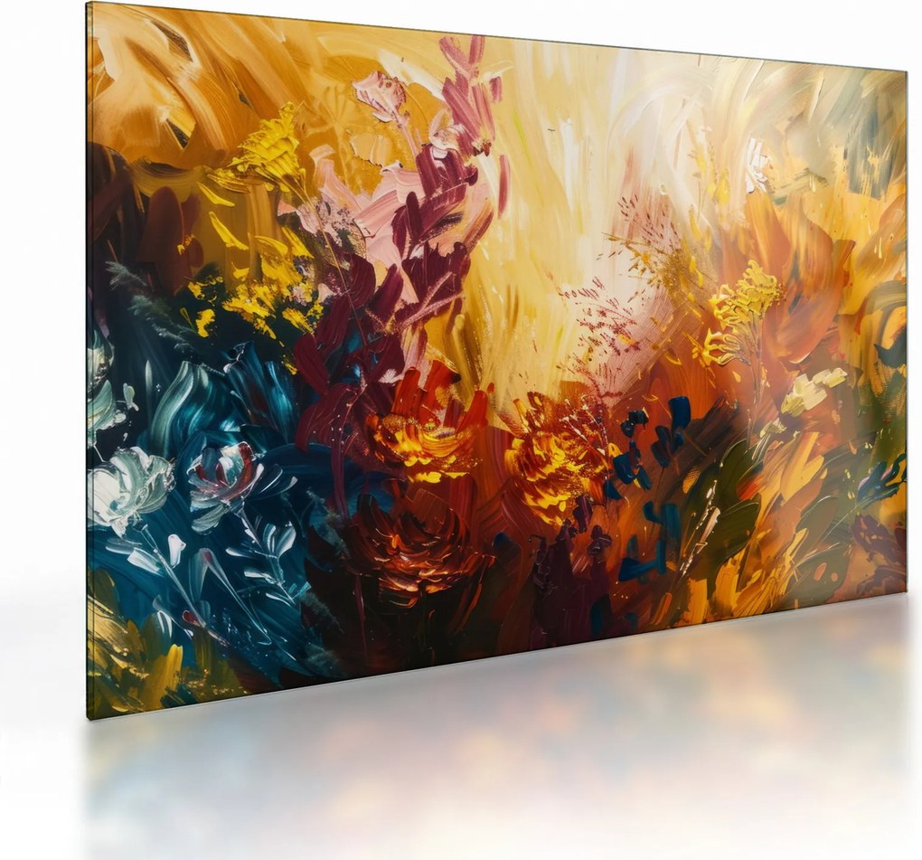 Obraz na szkle - Abstrakcyjny obraz kwiatów (70x50 cm)