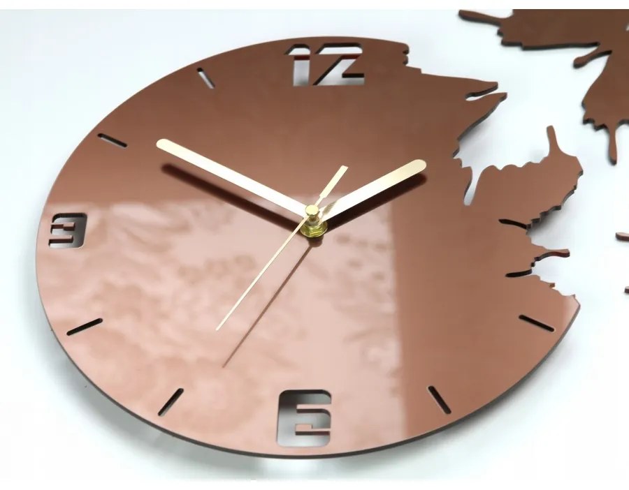 Zegar ścienny nowoczesny do salonu lub sypialni akrylowy brązowy z motylami