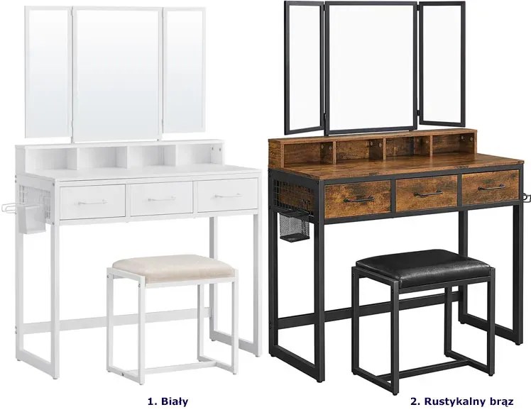 Biała toaletka do pokoju z taboretem A1-H66