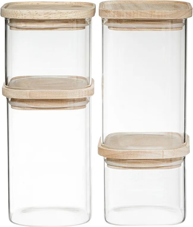 Zestaw 4 Szklanych Słoików Do Przechowywania 15cm Transparentnych - Praktyczne i Dekoracyjne