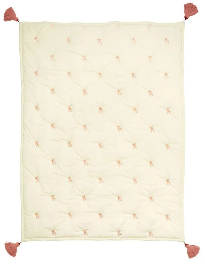 Jasnożółto-różowy pikowany koc dziecięcy z bawełny organicznej 90x120 cm Bows – Cam Cam Copenhagen