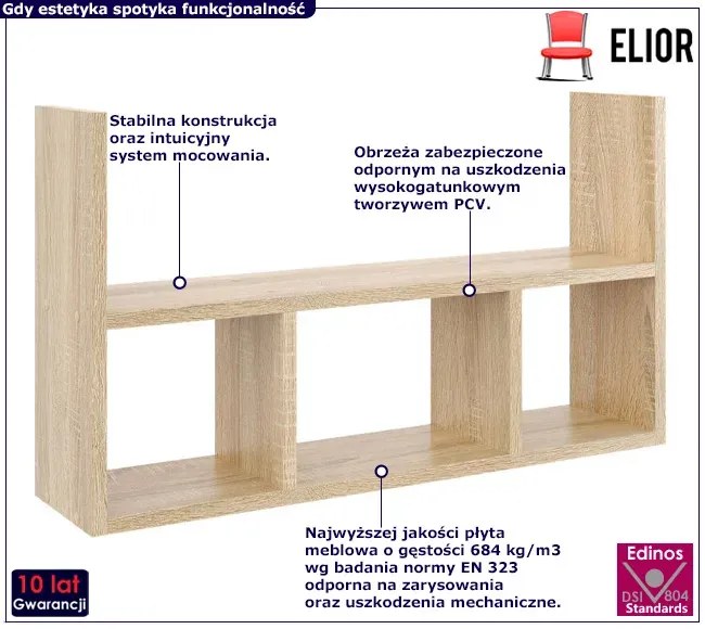 Skandynawska półka ścienna w kolorze dąb sonoma Santina 11X