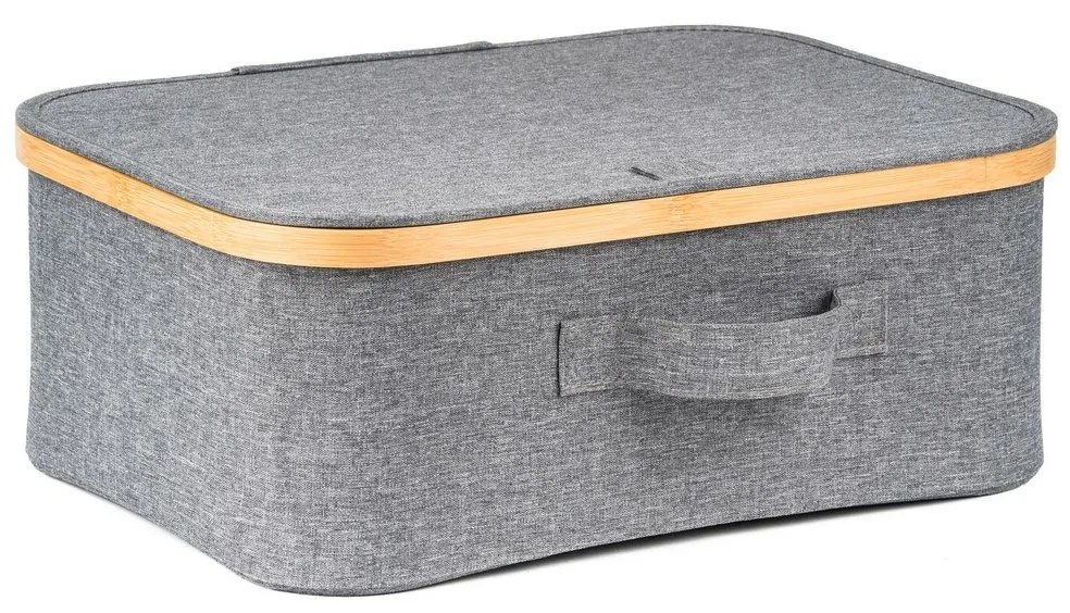 Pojemnik do przechowywania G21 40 x 30 x 15 cm, bambusowy z pokrywką, szary