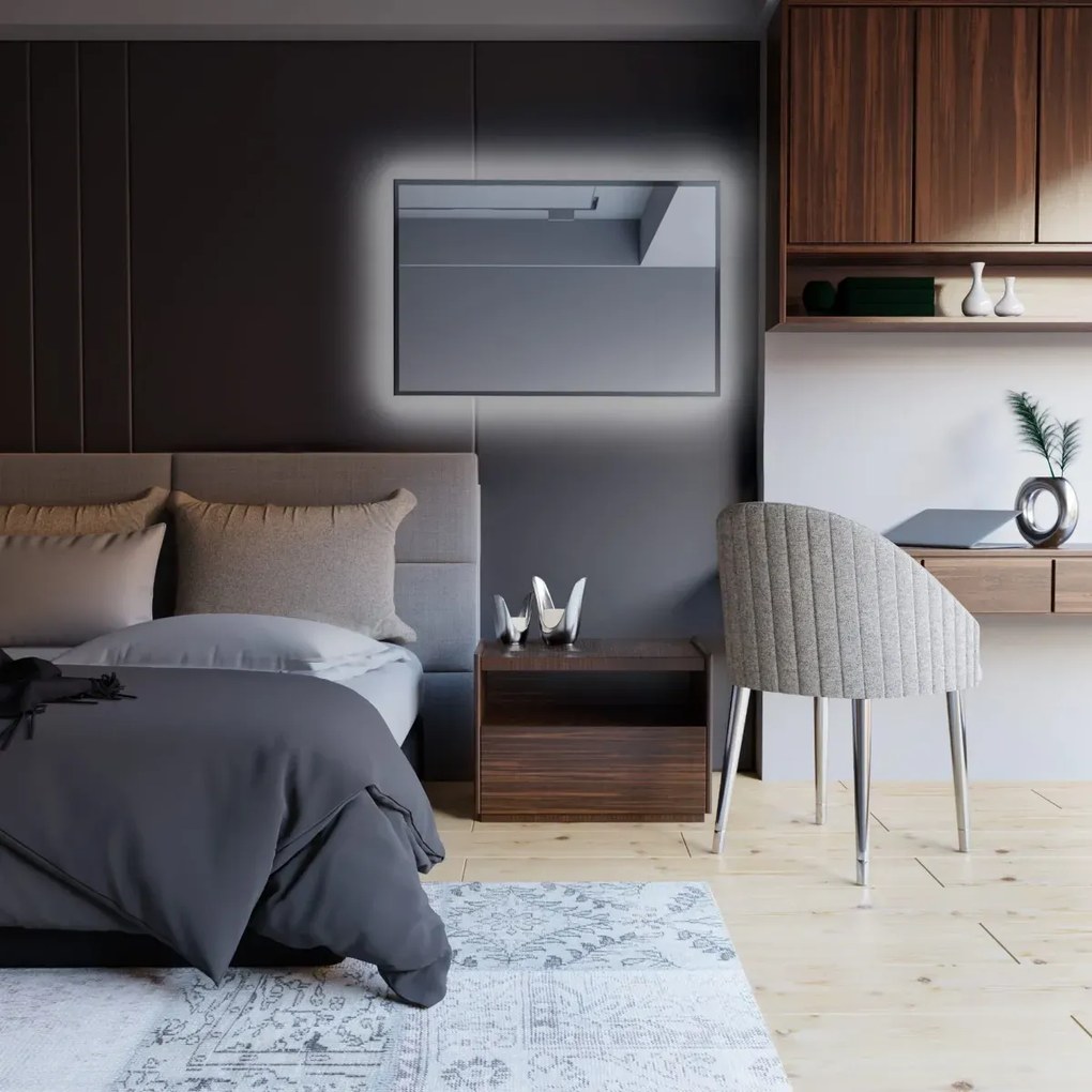Lustro łazienkowe LUMO 90x60cm srebrne z oświetleniem LED BALTICA DESIGN