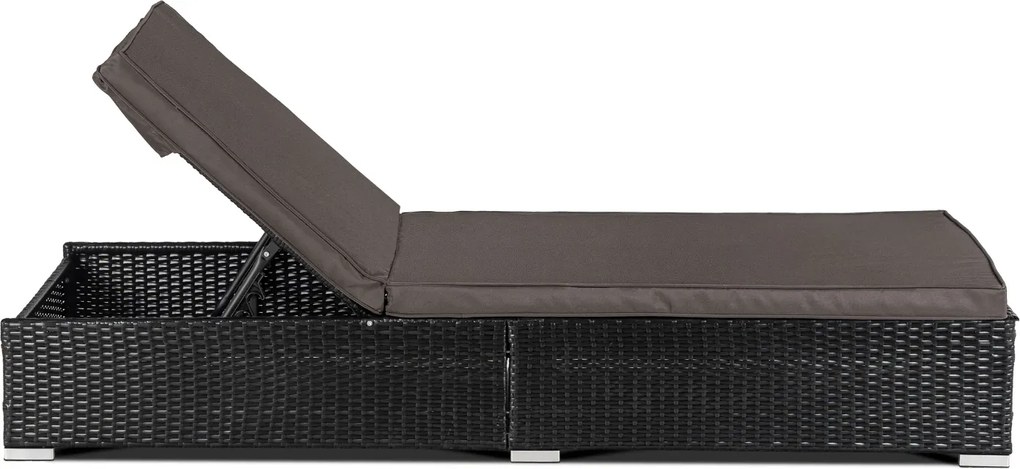 Fotel Ogrodowy Leżak LARGO Technorattan Czarny/Brązowy