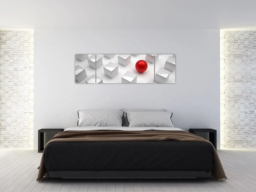 Obraz abstrakcji - sześcian z kulą (170x50 cm)