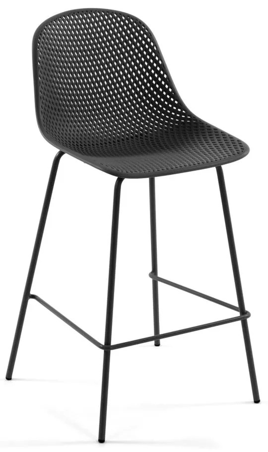 Antracytowy metalowy/plastikowy hoker ogrodowy Quinby – Kave Home
