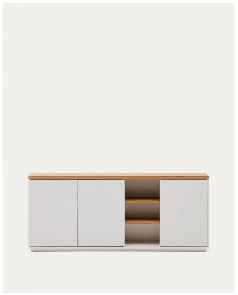Biała komoda w dekorze dębu 180x75x36 cm Abilen – Kave Home