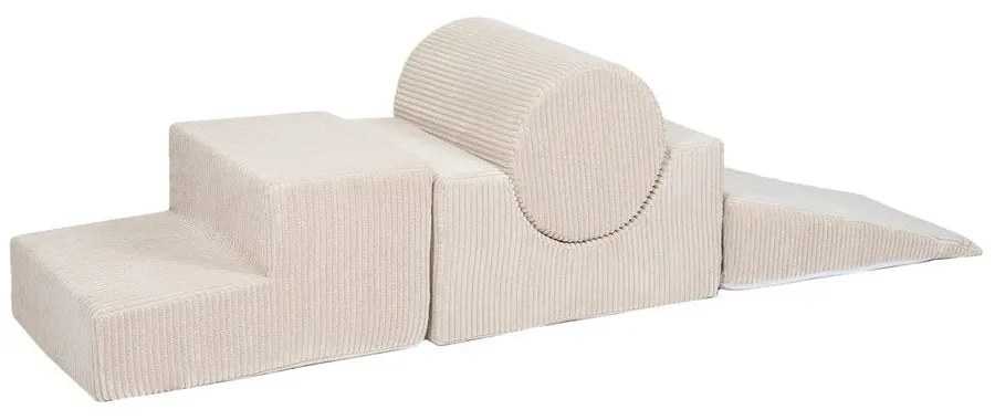 Kremowy sztruksowy piankowy plac zabaw 4 szt. wysokość 30 cm 45x170 cm Montessori – Meowbaby